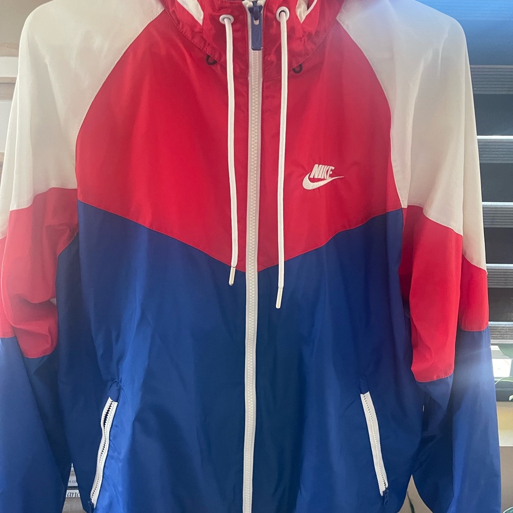 Nike Red and White Windbreaker Jacket Sporty Design